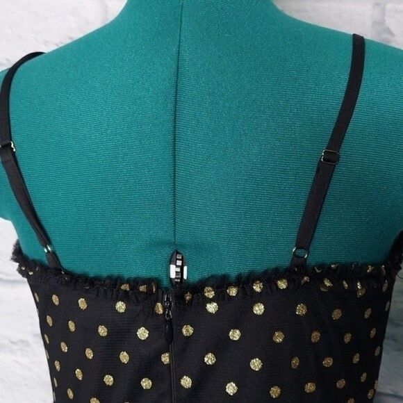 Lulus twinkle of my eye black gold polka dot tiered tulle cocktail dress Medium - Picture 7 of 11